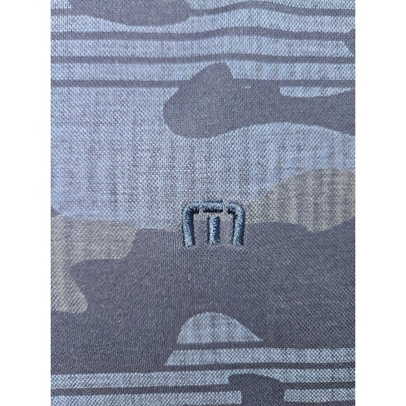 Travis Mathew Mens Blue Camo Polo Shirt Medium PimaCotton Polyester Blend - Picture 7 of 8